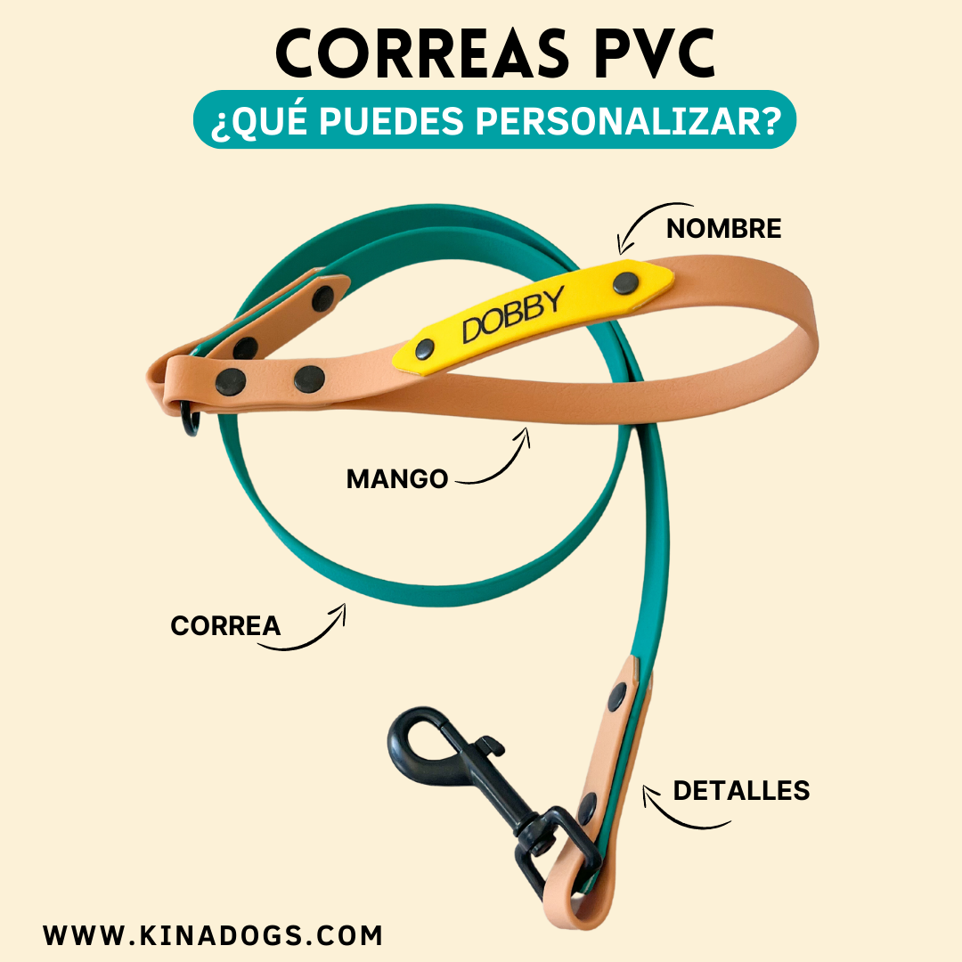 Correa MULTIPOSICIÓN/DOBLE PVC personalizable – KINADOGS